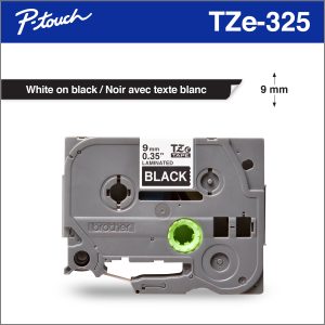 Brother TZE-325 White on Black Tape
