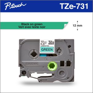 Brother TZE-731 Black on Green Tape