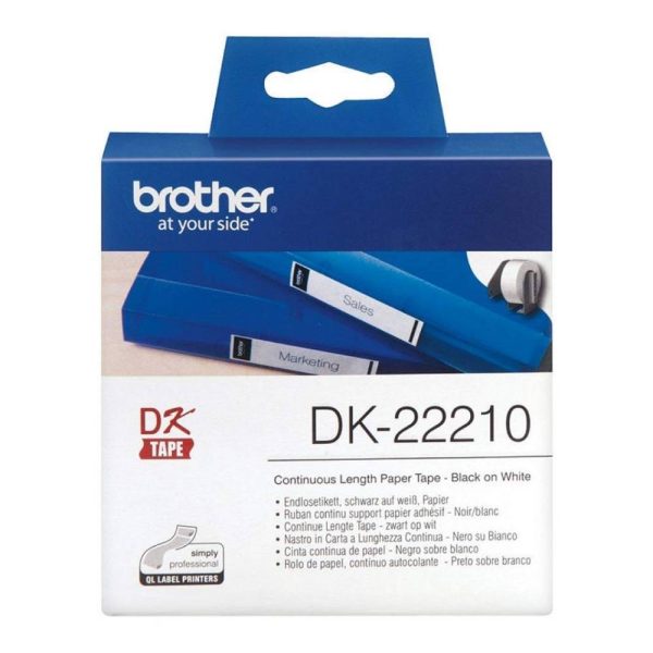 Compatible DK-22210 Black on White Tape