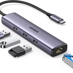 UGREEN CM475 20915 USB-C to USB 3.0 Hub (3 Ports) + Gigabit Ethernet 4 In 1 Hub