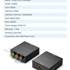 Vention AEEB0 HDMI To RCA Converter (Black Metal Type)