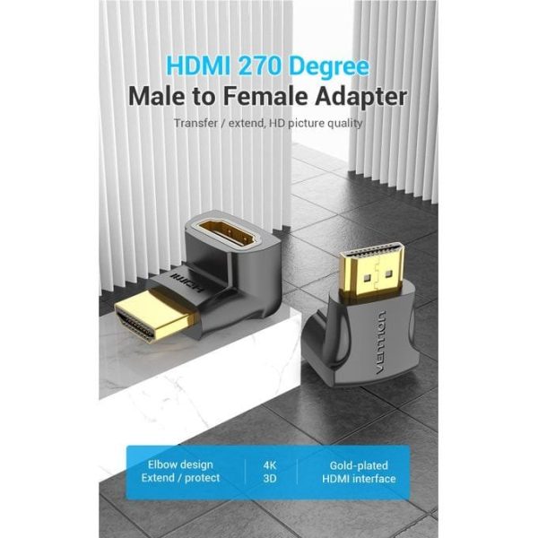 Vention (AINB0) HDMI 270 Degree Male To Female Adapter -Black
