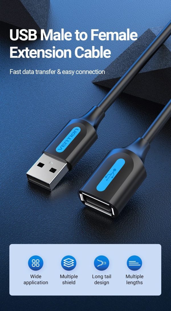 Vention CBIBJ USB 2.0 A Male To A Female Extension Cable 5 Meter