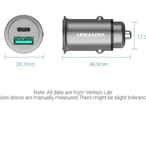 Vention CC-63-H 25W Dual USB Car Charger (PD3.0+QC3.0) Gray