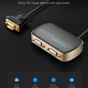 Vention DBABF 1 In 2 Out VGA Splitter 1 Meter (Black)